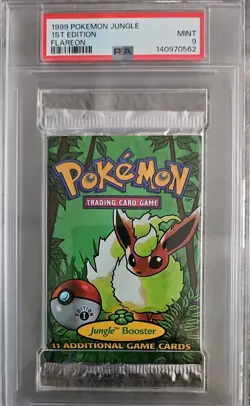 1999 Pokemon Jungle 1st Edition Booster Pack Flareon Art PSA 9 Mint Sealed - Image 1