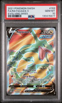 Fa/Rayquaza V Evolving Skies Pokemon Sword & Shield Evolving Skies 193 NM PSA 10 - Image 1
