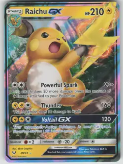 Pokemon TCG Raichu GX Ultra Rare Shining Legends 29/73 - Image 1