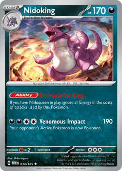 Nidoking 034/165 151 Rare NM 2023 Reverse Holo - Image 2