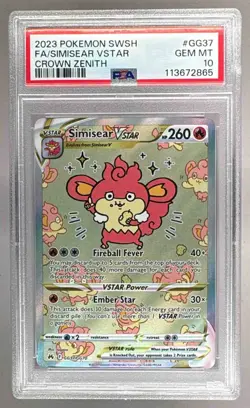 2023 Pokemon Sword & Shield Crown Zenith GG37 Simisear VSTAR PSA 10 113672865 - Image 1