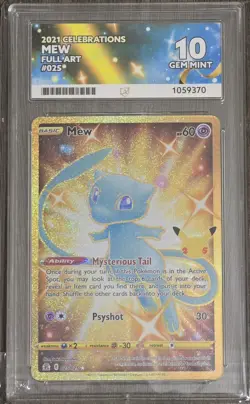 Mew Pokemon TCG 25th Anniversary Celebrations Gold Full Art 25/25 Ace 10 Perfect - Image 1