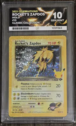 Pokemon - Rocket's Zapdos 15/132 Celebrations ACE 10 Perfect Subgrades - Image 1