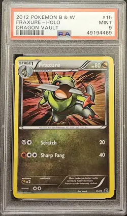 PSA 9 MINT Fraxure 15/20 Black & White Dragon Vault Holo Pokemon Trading CG 2012 - Image 1