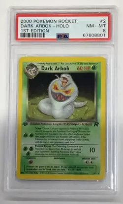 2000 Pokemon Rocket Dark Arbok-Holo 1st Edition PSA 8 - Image 1