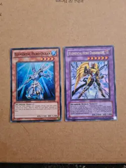 Yugioh Cards Ultra Rare And Super Rare Elemental Hero Darkbright And... - Image 1