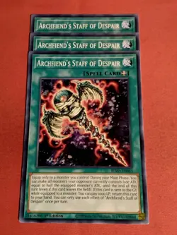 (x3) Archfiend's Staff Of Despair BLVO-EN063 Yu-Gi-Oh! 1st Edition Unplayed Mnt+ - Image 1
