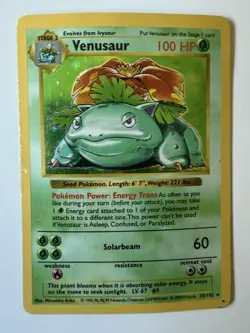 Venusaur Holo Shadowless Pokemon Base Set #15 1999 - Image 1