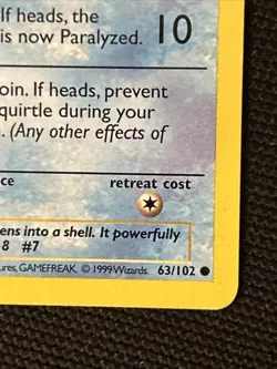 Pokemon Squirtle 63/102 *Near Mint* (Shadowless) Base Set ‘Never Played Card’ - Image 5