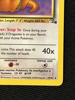 Pokemon Dragonite 19/62 (1st Edition) *Near Mint* Fossil ‘Never Played Card’ - Image 5