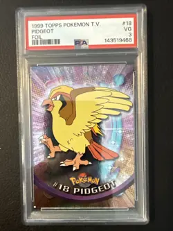Pokemon Pidgeot #18 Topps 1999 TV Animation Edition Holo Foil -Black Logo- PSA 3 - Image 1