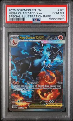 2025 POKEMON PFL EN-PHANTASMAL FLAMES #125 MEGA CHARIZARD X EX PSA 10 - Image 1