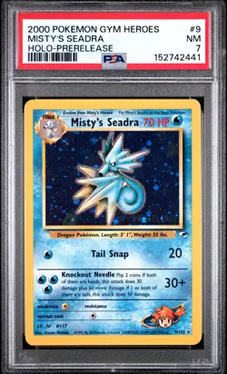 2000 POKEMON GYM HEROES HOLO-PRERELEASE #9 MISTY'S SEADRA PSA 7 - Image 1