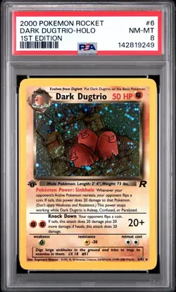 PSA 8 - Pokemon Team Rocket 1st Edition - Dark Dugtrio Holo Rare #6 SWIRL - Image 1