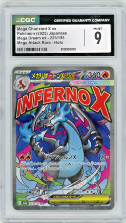 2025 Pokemon Mega Dream ex Mega Charizard X EX 223/193 Attack Rare Holo CGC 9 - Image 1