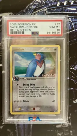 PSA 10 Swellow 32/113 Reverse Foil Stamped Delta Species EX Pokemon Card Pop 35 - Image 1