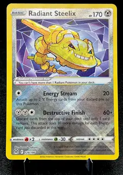 Radiant Steelix 124/196 NM Textured Holo Rare Golden Art Pokemon Card! - Image 1