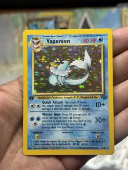Pokemon TCG Vaporeon 1st Edition Holo Rare Card 12/64 Jungle 1999 MP/HP - Image 2