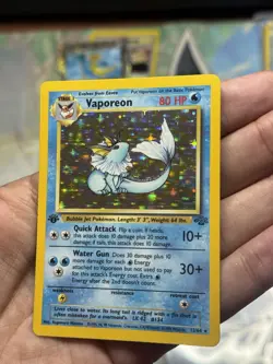 Pokemon TCG Vaporeon 1st Edition Holo Rare Card 12/64 Jungle 1999 MP/HP - Image 3