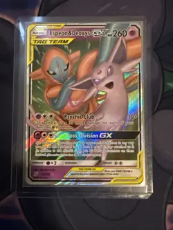 Espeon and Deoxys GX 72/236 Pokemon TCG Unified Minds Tag Team Ultra Rare - NM - Image 1