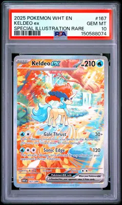 2025 POKEMON WHT EN-WHITE FLARE SPECIAL ILLUSTRATION RARE #167 KELDEO EX PSA 10 - Image 1