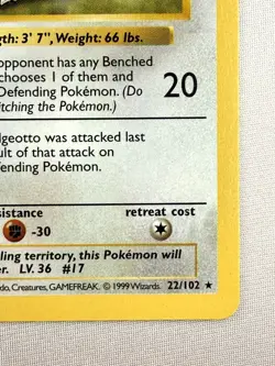 Pokemon TCG Pidgeotto Base Set Shadowless 22/102 Regular Rare 1st Ed WOTC - Image 5