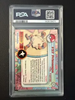 1999 Topps Pokemon Blue Logo: Primeape Foil #57 - PSA 2 GOOD LOW POP - Image 2