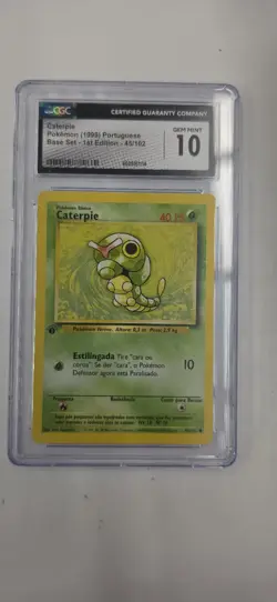 1999 Pokemon PORTUGUESE 1st Edition Base Set Caterpie 45/102 CGC 10 GEM MINT - Image 1