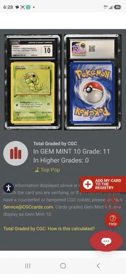 1999 Pokemon PORTUGUESE 1st Edition Base Set Caterpie 45/102 CGC 10 GEM MINT - Image 2