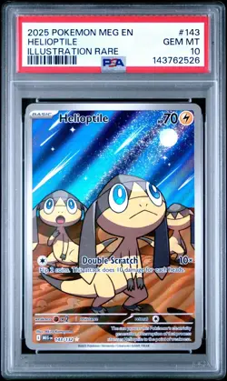 2025 Pokemon Meg En-Mega Evolution #143 Helioptile Illustration Rare PSA 10 - Image 1