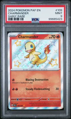 2024 POKEMON PAF EN-PALDEAN FATES SHINY RARE #109 CHARMANDER PSA 9 - Image 1