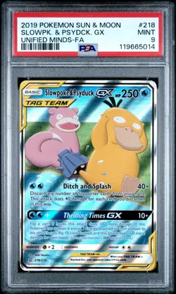 Pokemon - PSA 9 Slowpoke & Psyduck GX 218/236 - Unified Minds - English - Image 1