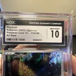 Psyduck #175/165 AR Japanese Scarlet & Violet 151 SV2a 2023 Pokemon Gm Mt CGC 10 - Image 3