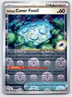 Antique Cover Fossil (Poke Ball Pattern) 080/086 Holo Black Bolt Pokemon NM - Image 1