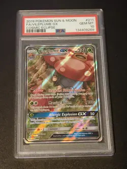 2019 Pokemon Sun & Moon Cosmic Eclipse Vileplume GX #211/236 PSA 10 - Image 1