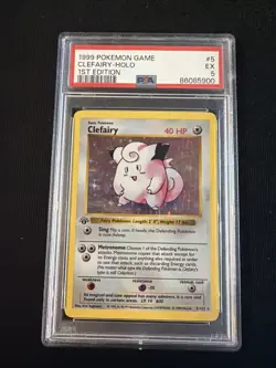 1999 POKEMON GAME 1ST ED #5 CLEFAIRY-HOLO PSA 5 - Image 1