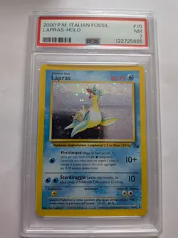 PSA 7 NM Lapras HOLO ITALIAN Pokemon Fossil WOTC 2000 7 Swirl! - Image 1