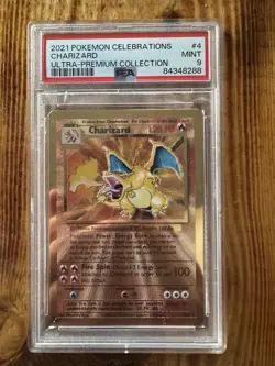 Charizard Gold Metal 2021 Celebrations Ultra Premium Promo Card PSA 9 Mint - Image 1