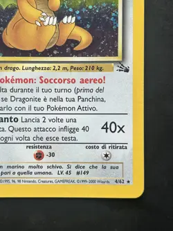 1999 Pokemon Dragonite Fossil Italian Holo Rare 4/62 LP - Image 4