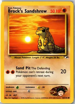 Pokemon Card - Brock's Sandshrew 72/132 Gym Heroes Common Unlimited MP - Image 1