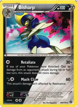 Pokemon TCG Bisharp HOLO 64/114 XY Steam Siege Rare DMG - Image 1