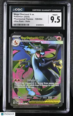 2025 Pokemon Phantasmal Flames Mega Charizard X ex Ultra Rare CGC 9.5 109/094 - Image 1