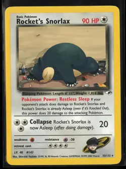 2000 Pokemon Gym Heroes Rocket's Snorlax 33/132 - Image 1