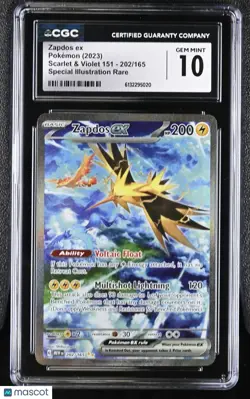 2023 Pokemon Scarlet & Violet 151 Zapdos ex Special Illustration CGC 10 202/165 - Image 1