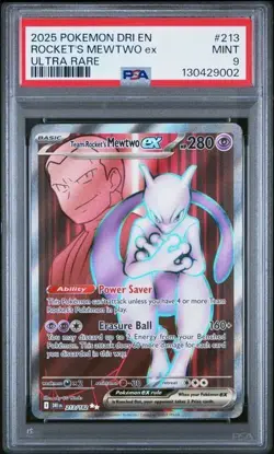 PSA 9 - 2025 Pokemon Destined Rivals Team Rocket's Mewtwo ex #213 - Ultra Rare - Image 1