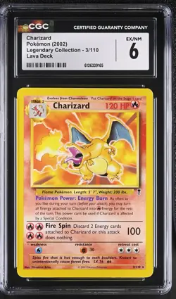 CGC 6 Charizard 3/110 Lava Deck Legendary Collection Pokemon Card - Image 1