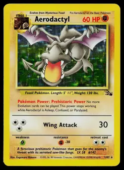 Pokemon Card - Aerodactyl Fossil 1/62 Holo Rare - Image 1