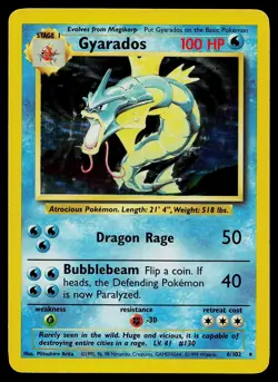 Pokemon Card - Gyarados Base Set Unlimited 6/102 Holo Holo Rare - Image 1
