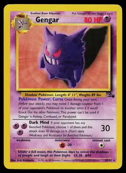 Pokemon Card - Gengar Fossil 20/62 Rare - Image 1