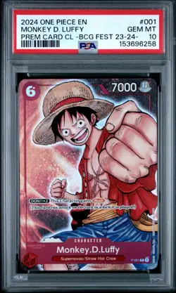 2024 One Piece EN PCC Bandai Card Game Fest #001 Monkey D Luffy PSA 10 - Image 1